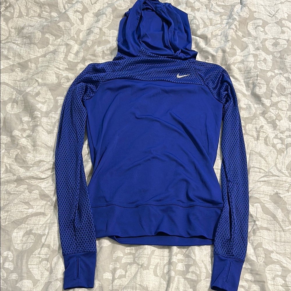 Nike Women's Blue Long Sleeve Top With Hood